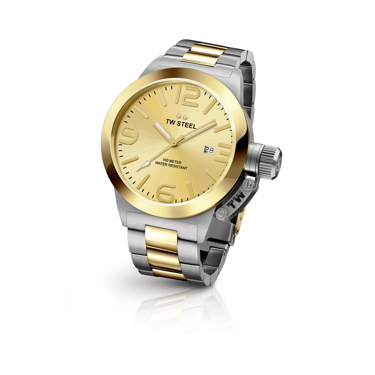 Montre TW Steel CB51 - Boîtier 45 Mm Couleur Or Et Argent - Neuf Avec étiquettes - Montre Homme Audacieuse